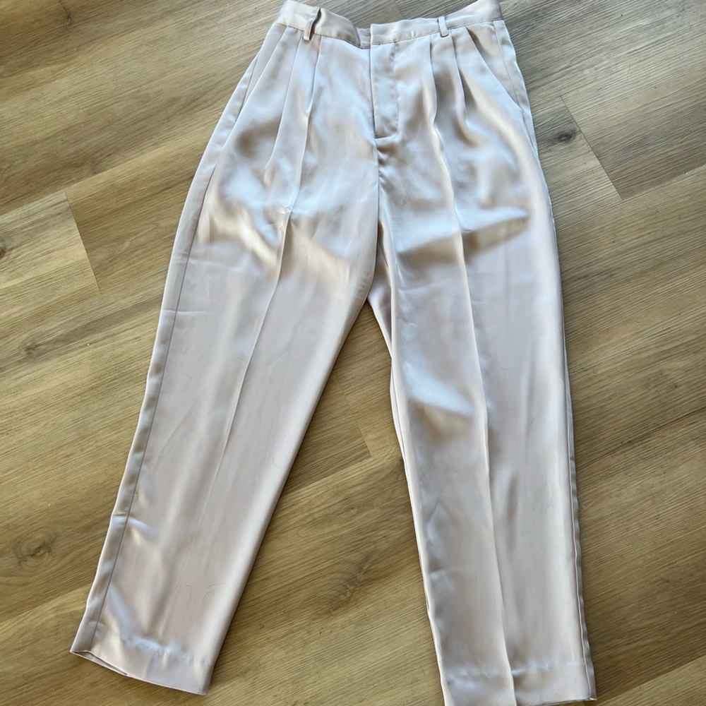 JASON WU Satin Pleated Cropped Pants • S